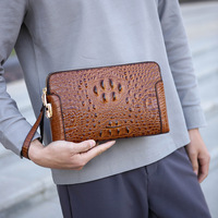 Tas Selempang Pria Motif Kulit Buaya Baru Anti Maling Bisnis Kasual Dompet Pria Tas PU Logo Kustom Dekorasi Tas Clutch