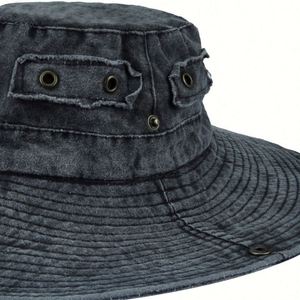 High Quality Vintage Style Custom Fisherman Gorras Wide Brim 100% Cotton Washed <b>Reversible</b> <b>Bucket</b> <b>Hat</b> Climbing Distressed Cap - Product Image 3