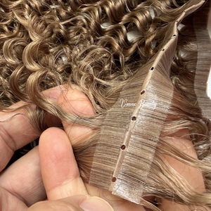 Extensions de <span class=keywords><strong>cheveux</strong></span> humains VMAE Raw Virgin Remy Deep Curly Light Chocolate Brown Double Side Genius Invisible Butterfly Hole Weft - Product Image 1