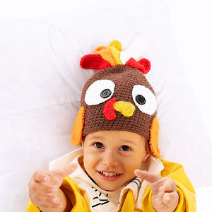 Thanksgiving Wholesale Cotton Yarn Crochet <strong>Turkey</strong> <strong>Hat</strong> for Kids-Adjustable Fun Animal Cap for Daily &amp; Party Outdoor Activities - Product Image 3