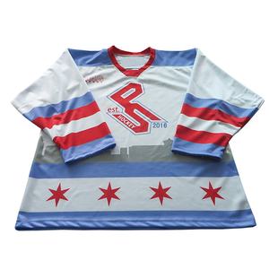 커스텀 프로 여성 카모 & 블루 Reversible 승화 아이스 하키 저지 최소 - Product Image 3