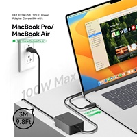 GaN pengisi daya Laptop USB C 100W, pengisi daya dinding adaptor daya AC untuk ASUS ROG Lenovo ACER HP DELL MacBook Pro/Air