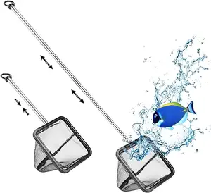 Vente chaude multi-taille poignée carrée en métal filet de pêche accessoires d'aquarium réservoir filet de poisson