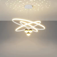 Lustre LED à projection d'étoiles, design moderne et minimaliste, plafonnier intelligent effet galaxie, suspension en aluminium à intensité variable pour chambre d'enfant