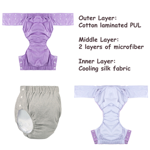 Culotte d'incontinence réutilisable en coton écologique <span class=keywords><strong>pour</strong></span> femme, protection anti-fuites, soin des personnes âgées, doublure en soie glacée, <span class=keywords><strong>couche</strong></span> lavable à haute absorption - Product Image 3
