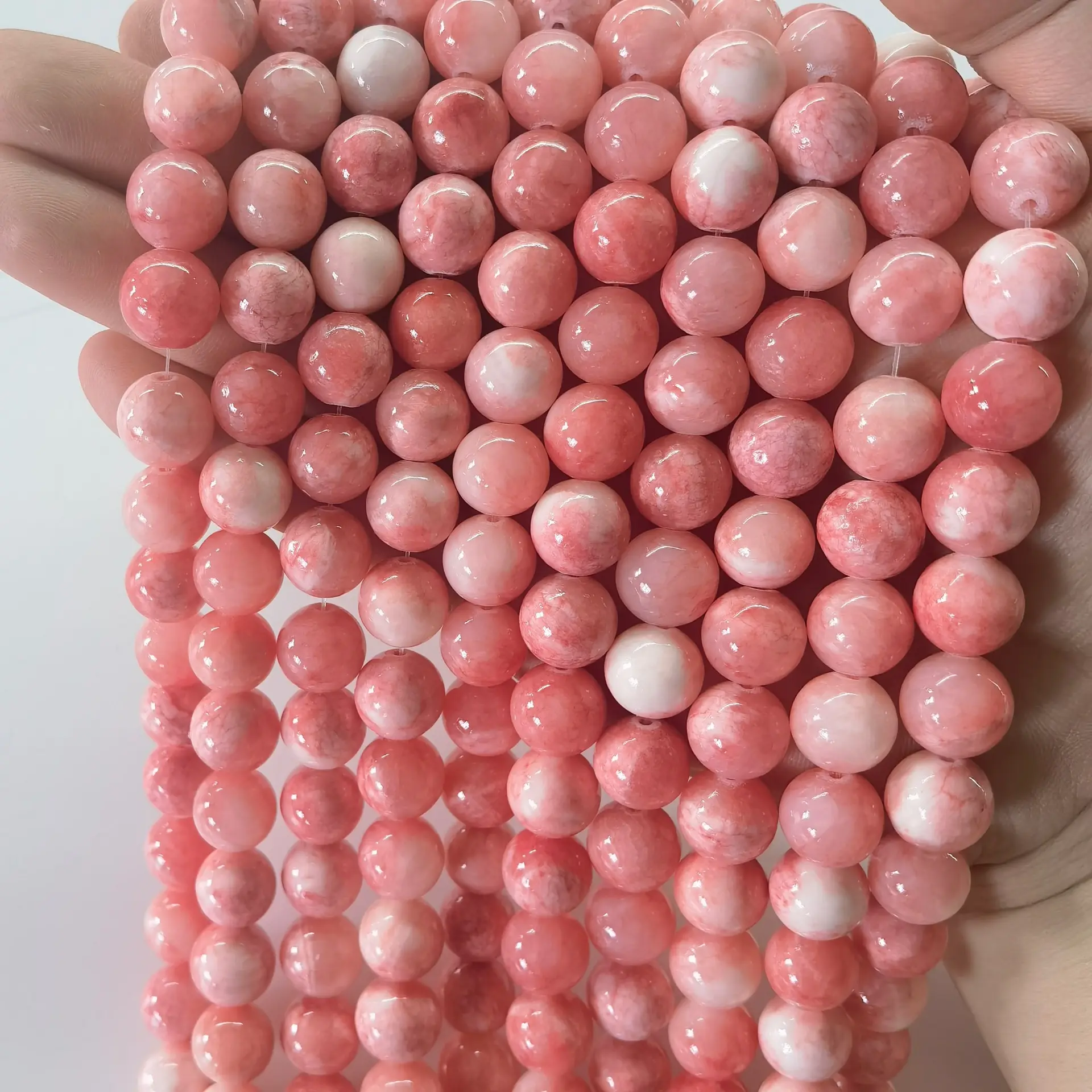 4-20mm runde lose Edelsteine glatte natürliche rosa persische Jade stein perlen für Schmuck herstellung DIY Armband Halskette Großhandel