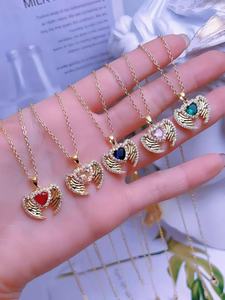 Collar con Colgante en Forma <span class=keywords><strong>de</strong></span> Corazón <span class=keywords><strong>de</strong></span> Cristal Rosa Elegante al por Mayor, Joyería para Mujer, Colección <span class=keywords><strong>de</strong></span> Regalos - Product Image 2