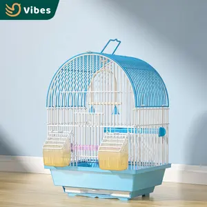 Wholesale 4 Colors Random Delivery 740g Lightweight Cheap Mini Small Bird Cage Metal Round Top Parrot Round Cages With Handle
