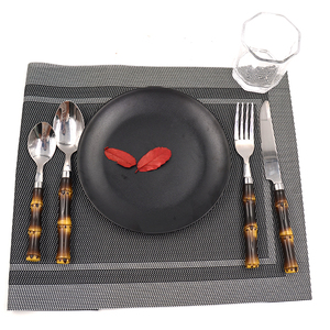 Juego de Cubiertos de Bambú con Mango de Plástico, 24 Piezas, Cuchara, Tenedor, Cuchillo, Plateado, Vajilla, Juego de Cubiertos Plateados - Product Image 2