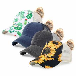 Wholesale High Quality Cotton Women's Breathable Mesh High Ponytail Baseball Cap Mesh Back Ponytail <b>Hats</b> <b>for</b> Women - Product Image 5