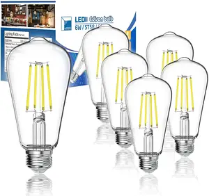 Ampoule à Filament LED Edison, Vintage, lumière claire/ambre, E26/E27, 4-10W ST19 ST21 ST58 ST64, 1 pièce