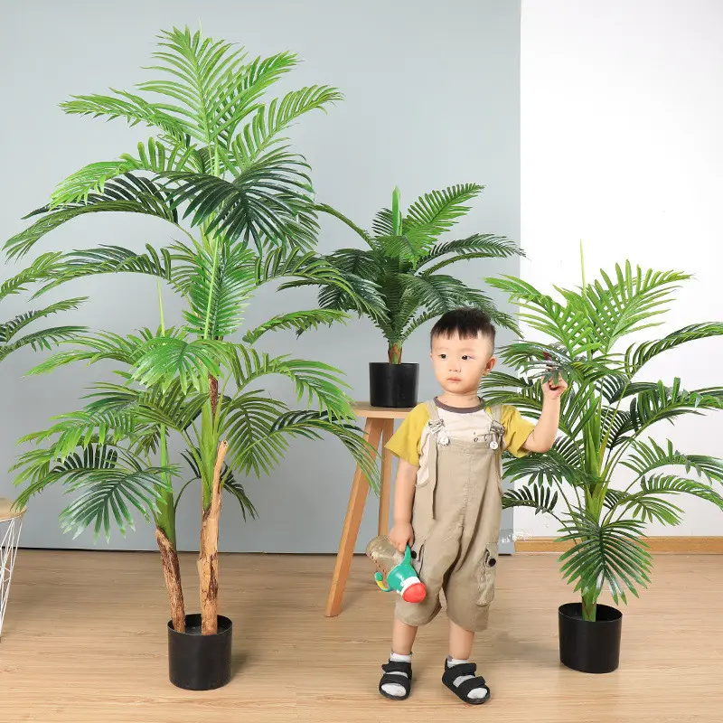 Arbre artificiel en fausse soie bonsaï d'intérieur pour décoration d'intérieur, dessus de table, petite taille, plante artificielle en plastique de luxe, palmier en pot