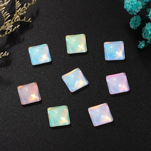 Strass carrés en verre à fond plat, irisés, pour décoration d'ongles, accessoires de bijoux DIY, colorés et scintillants - Product Image 2