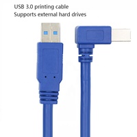 Kabel Cetak USB 3.0 Tipe A Male ke B Male 90 Derajat Elbow Standar Nasional Kabel Data Mulut Persegi untuk Casing Hard Disk