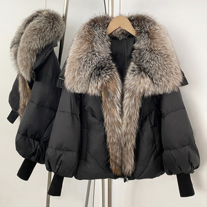 OFTBUY 2025 Nuovo Piumino Invernale Oversize con Vera Pelliccia di Procione, Maniche in Maglia, Giacca in Piuma d'Oca Bianca per <span class=keywords><strong>Donna</strong></span> - Product Image 6