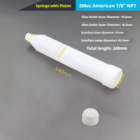 Seringue de distribution à large ouverture conique JAPI 200cc, norme américaine 1/8 NPT, baril en plastique pour colle, piston pour le moulage par injection