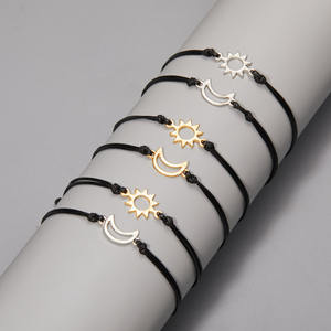 Pulseras RINHOO Sun Moon para parejas, brazalete hecho a mano con cuerda trenzada, pulsera ajustable para mujeres y hombres, regalo de joyería para el Día de San Valentín - Product Image 2