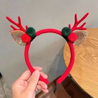 Serre-tête de Noël Marron Rouge Grandes Cornes de Cerf Créatives Accessoires de Tête d'Élan Faits à la Main en Résine Plastique Non Tissée pour Adulte