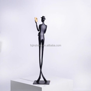 Statue d'<span class=keywords><strong>homme</strong></span> de lecture en métal moderne JINS décor de bureau élégant <span class=keywords><strong>pour</strong></span> salon <span class=keywords><strong>chambre</strong></span> hall d'hôtel | ornement d'étagère de bureau d'étude - Product Image 4