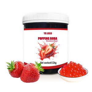 Ingrédients de haute qualité pour Bubble Tea : Perles de boba éclatantes à la fraise, gelée de plantes et ingrédients aromatisés aux fruits, avec sirop et additifs sucrés - Product Image 2