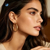 Boucles d'oreilles créoles ouvertes épaisses SUMMLY avec zircon unique, grandes boucles d'oreilles pendantes en cercle incurvé pour femme, style minimaliste pour le quotidien et les soirées