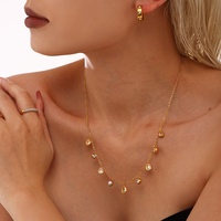 Collier chaîne maillons goutte d'eau en acier inoxydable plaqué or, avec zircon, motif grande roue, étanche, style européen-américain, de luxe et tendance