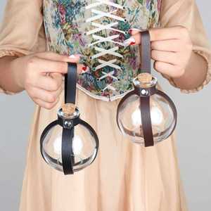 Halloween Cosplay Accessory Dark Magic <b>Cork</b> Potion <b>Bottle</b> Toy Spherical Glass <b>Bottle</b> with Leather Belt for Drinkware Decorations - Product Image 3