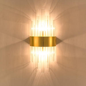 Lámpara de pared LED de cristal para pasillo, decoración interior de diseño moderno para el hogar, cuerpo de cristal con acero, sala de estar certificada por UL, mesita de noche, Hotel - Product Image 5