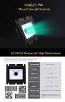 Rakinda LV4300pro-TTL232 Pemindai Barcode USB Terpasang Tetap LED Putih Pembayaran QR Terintegrasi Pembaca 1D 2D Sensor CMOS