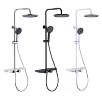 Ensemble de panneau de douche en acier inoxydable poli YMC colonne cascade de salle de bain murale avec jets de corps de Massage doux tour en laiton