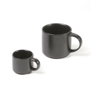 Tasse à café expresso en céramique, café en vrac, blanc et noir mat, avec logo personnalisé - Product Image 3