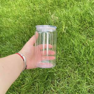 Vasos de Plástico Acrílico Irrompibles de 16 oz, Transparentes, Elegantes, con Tapa de PP para Envolturas UV DTF - Product Image 3