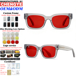 <span class=keywords><strong>Gafas</strong></span> de Acetato para Bloquear la Luz Azul con Lentes CR39 Rojo Anaranjado, Colores Personalizables para Mejorar la Calidad del Sueño - Product Image 1