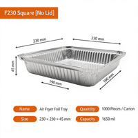 Barquette carrée en aluminium de 1650 ml pour friteuse à air, four, barbecue, qualité alimentaire, épaisse, en papier d'aluminium, pour la cuisson à la maison
