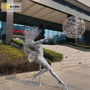 Escultura Hahua de Acero Inoxidable, Figura Hueca, Escultura Metálica para Decoración de Jardín Exterior, Montaje en Suelo, Acabado Pulido - Product Image 2