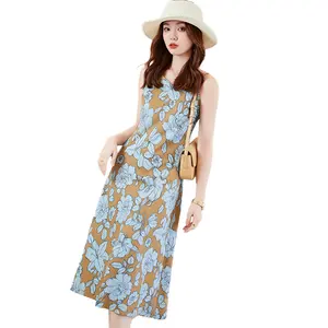 High Quality Summer Breathable Elegant Halter Hollow Out Vest Loose Casual Womens Dresses