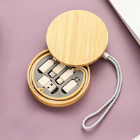 Boîte de rangement en bois écologique avec câble de charge multifonction USB Kit de transfert de données rapide pour la maison ou le bureau