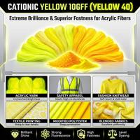 Jaune Fluorescent Cationique 10GFF Jaune 40, Résistance 200%-400%, Brillance Intense, Fibres Acryliques et Nitrile, Haute Résistance à la Lumière