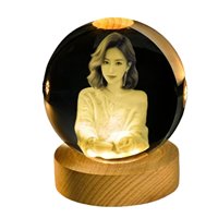 Boule de cristal personnalisée avec photo, cadeau de mariage, d'anniversaire, pour les amis, décoration de table, gravure laser 3D, petite veilleuse créative