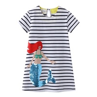 Hiver Automne Filles Casual Maxi Dress Sequined Mermaid Unicorn Breathable Striped Cartoon Check Lace Sleeveless Girl Dress