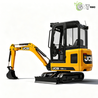 Mini-excavatrice JC-B 19C-1 haute performance, compacte, sur chenilles, moteur Perkins, 1,9 tonne, 11700W, pour travaux de construction, aménagement paysager et agriculture.
