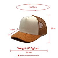Gorra de Béisbol Trucker de 5 Paneles Bordada Personalizada de Alta Calidad, Gorra Trucker de Malla con Logotipo Personalizado en Gamuza