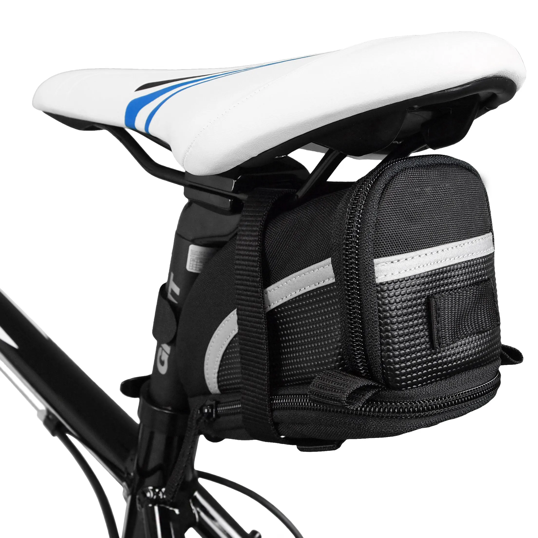 Tas sadel tali untuk sepeda, tas selempang sepeda dengan ukuran sempurna, tas reflektif untuk keselamatan, tas kursi sepeda