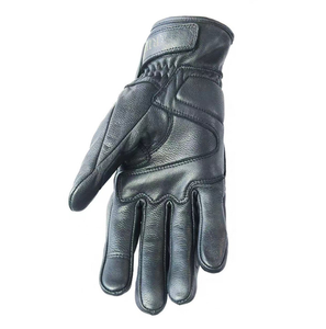 DFG0924 Gants d'hiver en cuir d'agneau véritable noir, gants de sport d'extérieur pour la conduite - Product Image 1
