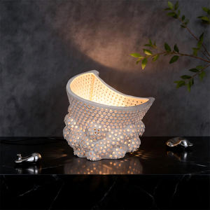 Simple Modern White Polka Dot Porous Flower Ceramic Eco-Friendly <b>Table</b> Lamp for Living Room - Product Image 1