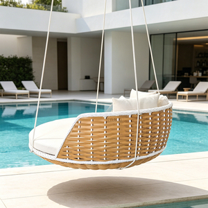 <span class=keywords><strong>Lit</strong></span> suspendu d'extérieur moderne, canapé balançoire pour adulte, mobilier de jardin, <span class=keywords><strong>lit</strong></span> suspendu rond en rotin et corde pour véranda - Product Image 3