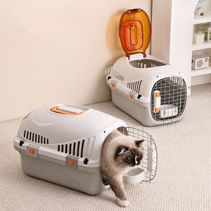 Cage de <span class=keywords><strong>transport</strong></span> pour animaux de compagnie professionnelle, grande capacité, légère, avec boucle de sécurité, vue panoramique transparente - Product Image 2