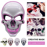 Masque de fête d'horreur personnalisé avec lumières LED - Masque effrayant à lueur néon pour Halloween Cosplay, design creux 3D