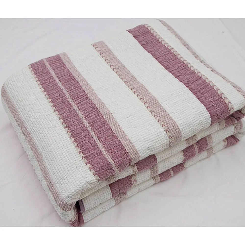 Best Cheap Twin 100% Cotton Quilted Throw Blanket Waffle Weave All Season Cot Dreamland Seater Sofa Beach Recycled