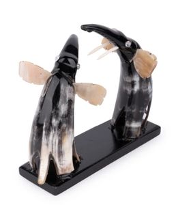 Cuerno de búfalo natural, par de elefantes, pieza decorativa, 10 pulgadas, decoración del hogar, decoración de granja, perfecta para regalar - Product Image 2